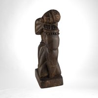 1962 Hand Carved Wooden "Thinking Man" Sculpture | Mid Century Modern Art | Abstract Wood Sculpture | 9.5" Tall |  Unique Gift