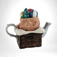 Vintage Cracker Barrel Santa on Rooftop Teapot - 4 1/2" - Christmas Decor - Very Good Condition