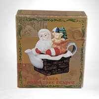 Vintage Cracker Barrel Santa on Rooftop Teapot - 4 1/2" - Christmas Decor - Very Good Condition
