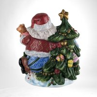 Vintage Santa Claus Cookie Jar | 8" Ceramic Santa with Toys | Christmas Decor | Retro Holiday Kitchenware