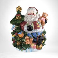 Vintage Santa Claus Cookie Jar | 8" Ceramic Santa with Toys | Christmas Decor | Retro Holiday Kitchenware