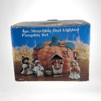 Vintage Lighted Munchkin 4 Piece Halloween House, With Extra Pieces