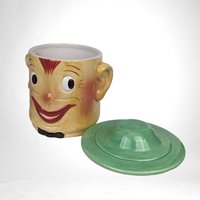 Vintage Block Smiling Oscar Cookie Jar, Ceramic, Collectible, 8" Tall, Excellent Condition, Original Box