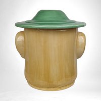 Vintage Block Smiling Oscar Cookie Jar, Ceramic, Collectible, 8" Tall, Excellent Condition, Original Box