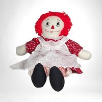 Vintage Handmade Raggedy Ann Plush Doll, 18.5", Collectible Doll, Soft Toy, Nursery Decor, Playroom Decor, Retro Toy