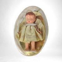 Vintage Sleepy Eye Doll in Yellow Dress, 5.5" Collectible Doll, Doll with Original Packaging,  1960s Doll,  Made in Japan