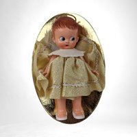 Vintage Sleepy Eye Doll in Yellow Dress, 5.5" Collectible Doll, Doll with Original Packaging,  1960s Doll,  Made in Japan