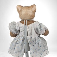 Vintage Cat Doll with Porcelain Head, Soft Body,  Collectible Cat Doll,  Unique Gift,  11 Inch Doll,  Needs Minor Repair