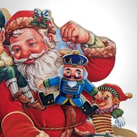 Vintage 11" Wood Musical Santa Display with Motion - Animated Holiday Decor, Christmas Collectible, Festive Home Decoration