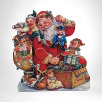 Vintage 11" Wood Musical Santa Display with Motion - Animated Holiday Decor, Christmas Collectible, Festive Home Decoration