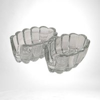 Pair of Vintage Princess House Clear Glass Spoon Holders