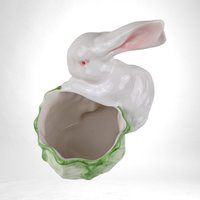 Vintage Dept 56 Bunny and Cabbage Planter | Ceramic Rabbit Planter | Easter Decor | Spring Decor | Garden Decor