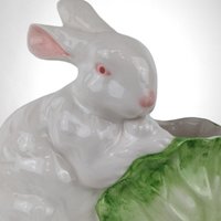 Vintage Dept 56 Bunny and Cabbage Planter | Ceramic Rabbit Planter | Easter Decor | Spring Decor | Garden Decor