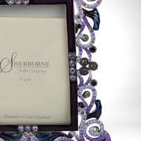 Vintage Sherborne Purple Enamel & Crystal Picture Frame | 3x4 Photo | Ornate Jeweled Frame | Victorian Style Home Decor