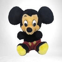 Vintage 1970s Mickey Mouse Plush | Walt Disney Productions Stuffed Animal Toy | Collectible Black Red Yellow Mickey Plush