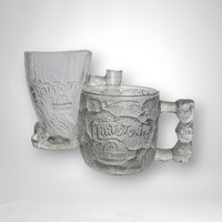 Vintage 1993 McDonald's Flintstones Glass Mugs, Mammoth & Rocky Road, Collectible Flintstones Cups, Retro Cartoon Kitchenware