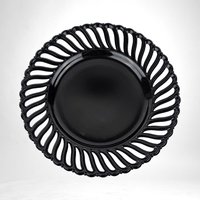 Vintage Reticulated Black Amethyst Glass Plate,  Serving Plate,  Elegant Glassware,  Unique Home Decor