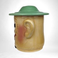 Vintage Block Smiling Oscar Cookie Jar, Ceramic, Collectible, 8" Tall, Excellent Condition, Original Box