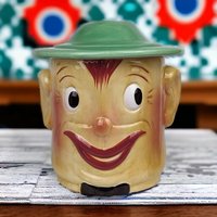 Vintage Block Smiling Oscar Cookie Jar, Ceramic, Collectible, 8" Tall, Excellent Condition, Original Box
