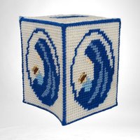 Vintage Handmade Tissue Box Cover | Virgin Mary | Needlepoint | Religious Decor |  Fits Cube Box