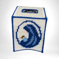 Vintage Handmade Tissue Box Cover | Virgin Mary | Needlepoint | Religious Decor |  Fits Cube Box
