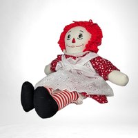 Vintage Handmade Raggedy Ann Plush Doll, 18.5", Collectible Doll, Soft Toy, Nursery Decor, Playroom Decor, Retro Toy