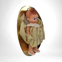 Vintage Sleepy Eye Doll in Yellow Dress, 5.5" Collectible Doll, Doll with Original Packaging,  1960s Doll,  Made in Japan