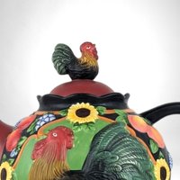 2004 Susan Winget Avignon Morning Rooster Teapot | Vintage Farmhouse Charm for Your Kitchen
