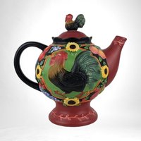 2004 Susan Winget Avignon Morning Rooster Teapot | Vintage Farmhouse Charm for Your Kitchen