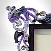 Vintage Sherborne Purple Enamel & Crystal Picture Frame | 3x4 Photo | Ornate Jeweled Frame | Victorian Style Home Decor