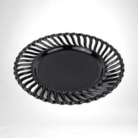 Vintage Reticulated Black Amethyst Glass Plate,  Serving Plate,  Elegant Glassware,  Unique Home Decor
