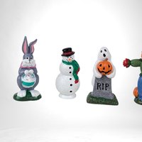 Dept 56 Village Accessories, Year Round Lighted Lawn Ornaments, Set of 5 Figures, Snow Village, Holiday Decor