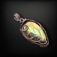 Handmade Labradorite Pendant | Copper Wire Wrapped | Green, Blue & Yellow Hues | 2.5" | Unique Gift