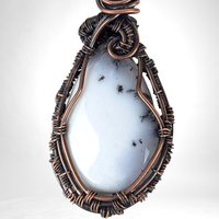 Copper Wire Wrapped Dendritic Opal Pendant | Unique Artisan Jewelry | Handmade Natural Stone Necklace | Bohemian Style Gift for Her