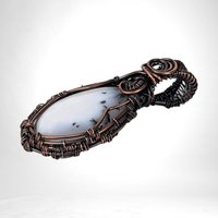 Copper Wire Wrapped Dendritic Opal Pendant | Unique Artisan Jewelry | Handmade Natural Stone Necklace | Bohemian Style Gift for Her
