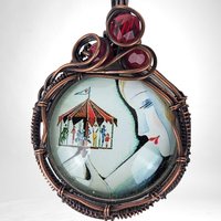 Copper Wire Wrapped Necklace with Female and Carousel Design | Unique Artisan Jewelry | Handmade Statement Piece | Whimsical Fashion