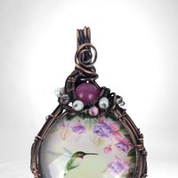Handmade Copper Wire Wrapped Hummingbird Pendant | Unique Artisan Jewelry | Nature-Inspired Necklace | Bohemian Style Gift for Bird Lovers