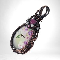 Handmade Copper Wire Wrapped Hummingbird Pendant | Unique Artisan Jewelry | Nature-Inspired Necklace | Bohemian Style Gift for Bird Lovers