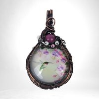 Handmade Copper Wire Wrapped Hummingbird Pendant | Unique Artisan Jewelry | Nature-Inspired Necklace | Bohemian Style Gift for Bird Lovers