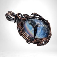 Eagle Spirit Pendant - Copper Wire Wrapped Jewelry with Rainbow - Symbol of Hope and Freedom
