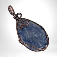 Handmade Copper Wire Wrapped Blue Quartz Pendant | Antiqued Copper Jewelry | Unique Gift for Crystal Lovers | Boho Chic Necklace Pendant