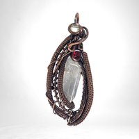 Handmade Clear Quartz Copper Wire Wrapped Pendant