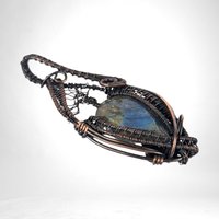 Unique Labradorite Pendant | Copper Wire Wrapped Tree | Artisan Jewelry