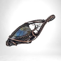 Unique Labradorite Pendant | Copper Wire Wrapped Tree | Artisan Jewelry