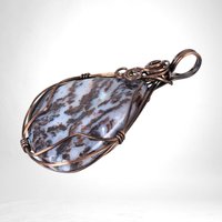 Handmade Copper Wire Wrapped Fancy Jasper Pendant, Boho Jewelry, Statement Necklace Pendant, Gift for Her