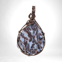 Handmade Copper Wire Wrapped Fancy Jasper Pendant, Boho Jewelry, Statement Necklace Pendant, Gift for Her
