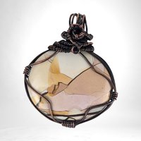 Copper Wire Wrapped Pendant | Mookaite Jasper | 2" | No Chain | Unique Gift | Handmade Jewelry
