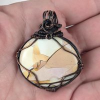 Copper Wire Wrapped Pendant | Mookaite Jasper | 2" | No Chain | Unique Gift | Handmade Jewelry