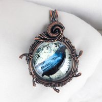 Raven Pendant | Handcrafted Copper Wire Wrapped | Mystical Jewelry | Symbolism Gift