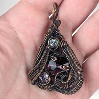 Purple Crystal Pendant | Wire Wrapped Copper Jewelry | Bold & Glamorous Fashion Accessory